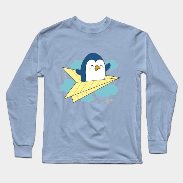 Fly high penguin! Long Sleeve T-Shirt by mydoodlebin